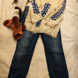 Midrise, straight leg jeans